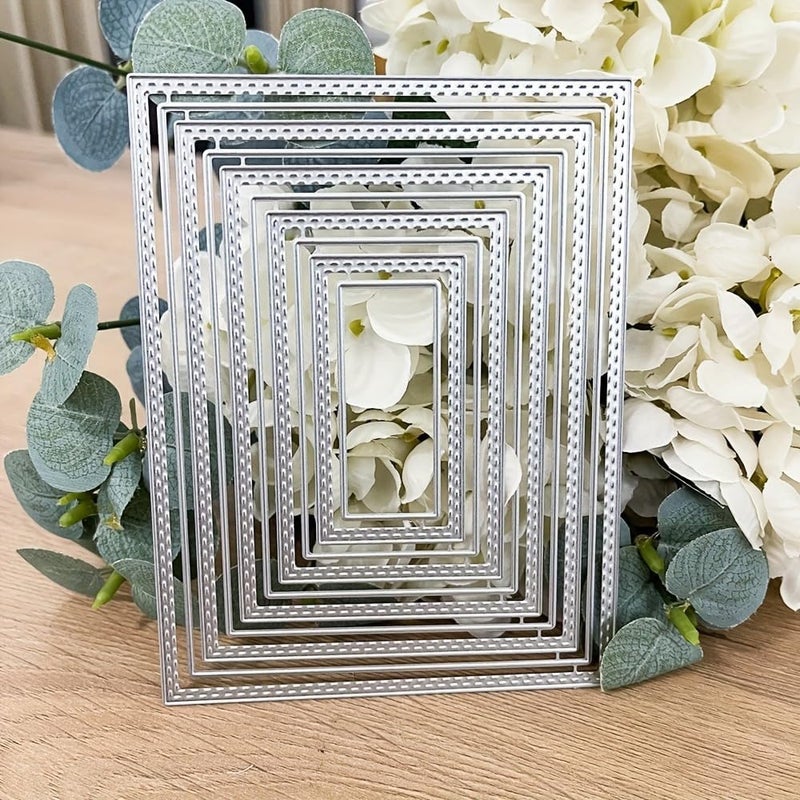 Lapoo Flowers Metal Cutting Die for Scrapbooking - Durable, Cut Stencils for DIY Scrapbook Photo Album Decorative Paper Card, Card Making Supplies (Multiple Dotted Rectangle Boxes 5.5 x 3.9 in) - Image 1